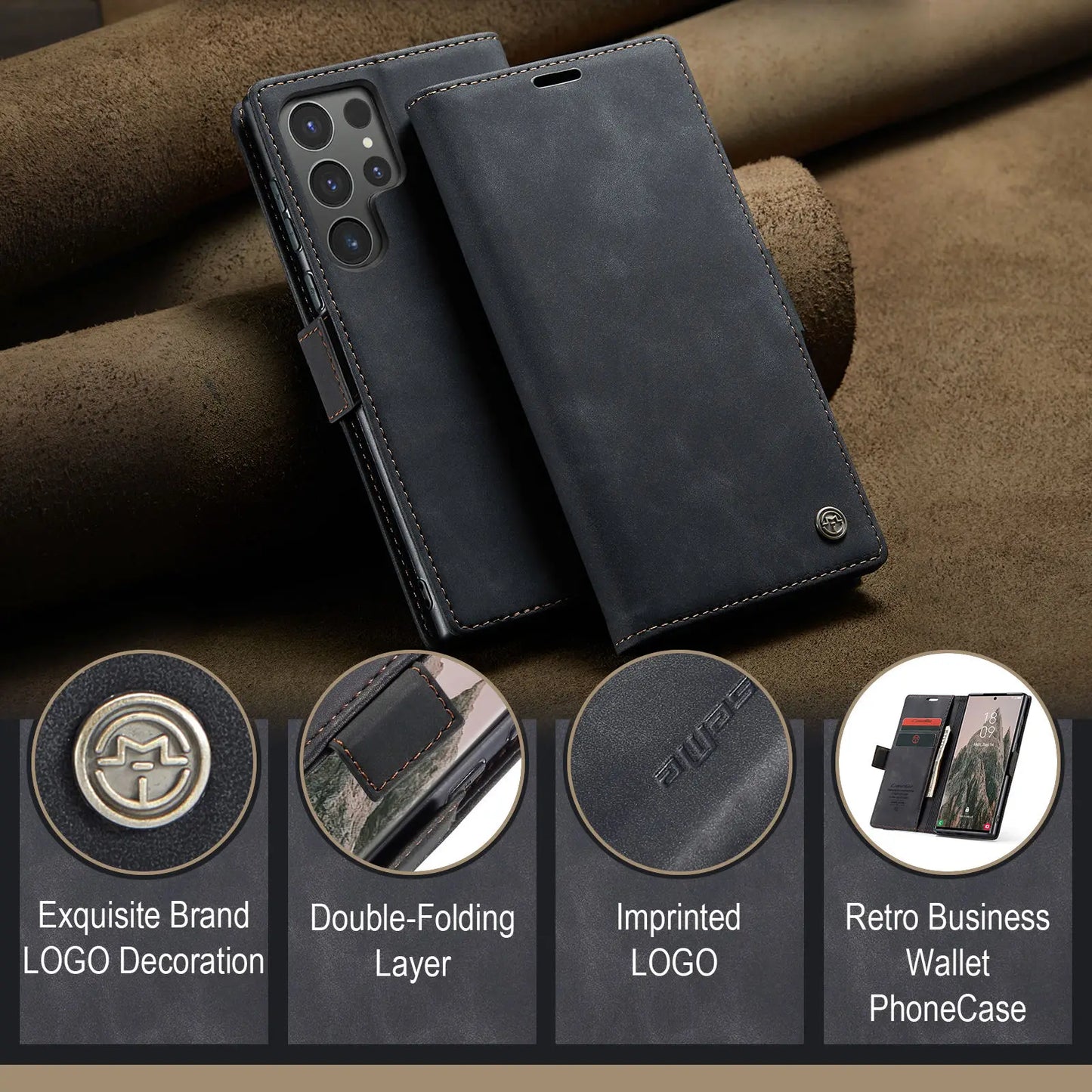 Flip Wallet Case for Samsung Galaxy S24 Ultra S24 Plus S24, Leather Magnetic Folio Cover with Card Holder Shockproof For Galaxy S24 Plus / Blue / United States For Galaxy S24 Plus / Black / United States