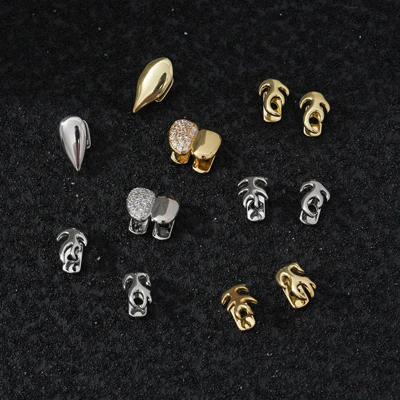 1PCS Hip Hop Single Teeth Grillz For Men Women Gold Silver Color Copper Grillz