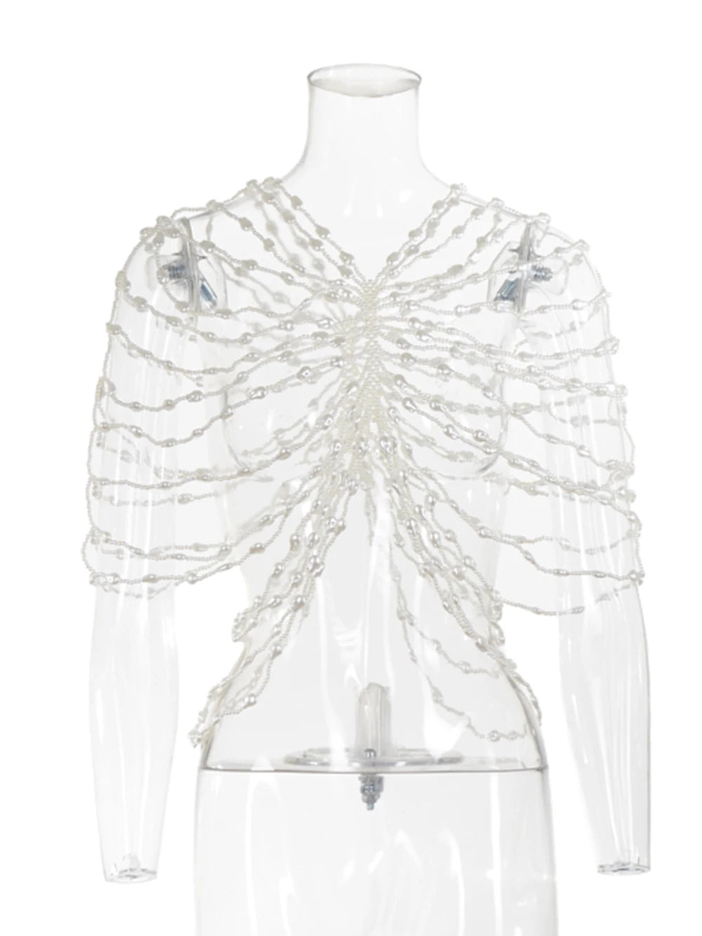 Shawl Top Pearl Necklace Body Chain for Women Female Beads Tops Elegant Shawl