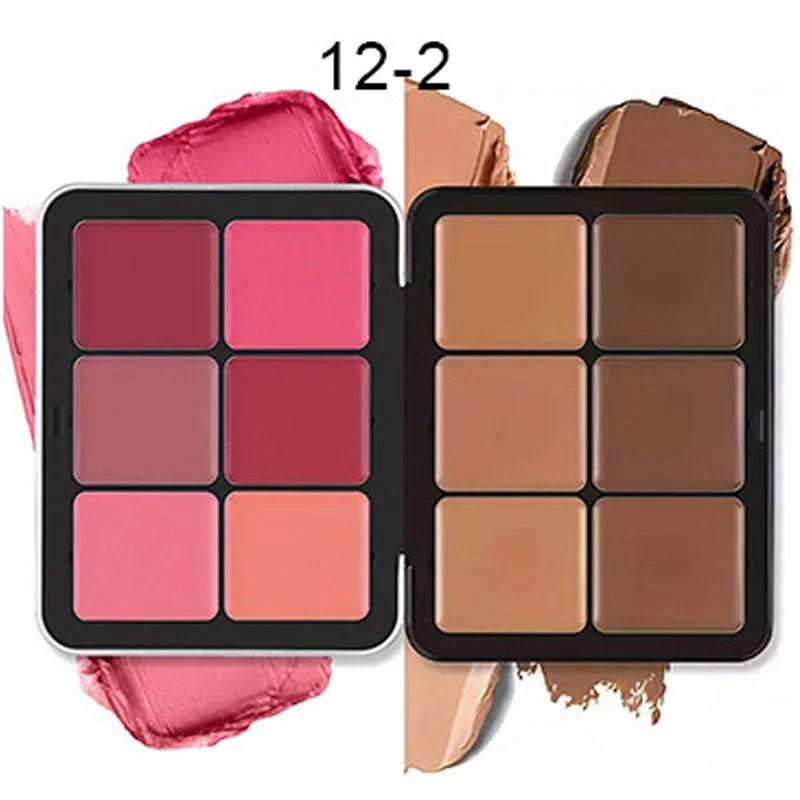 12-color Concealer Blush Cream Matte Highlight Contour Makeup All-in-one Palette Contouring - Fashionqueene.com