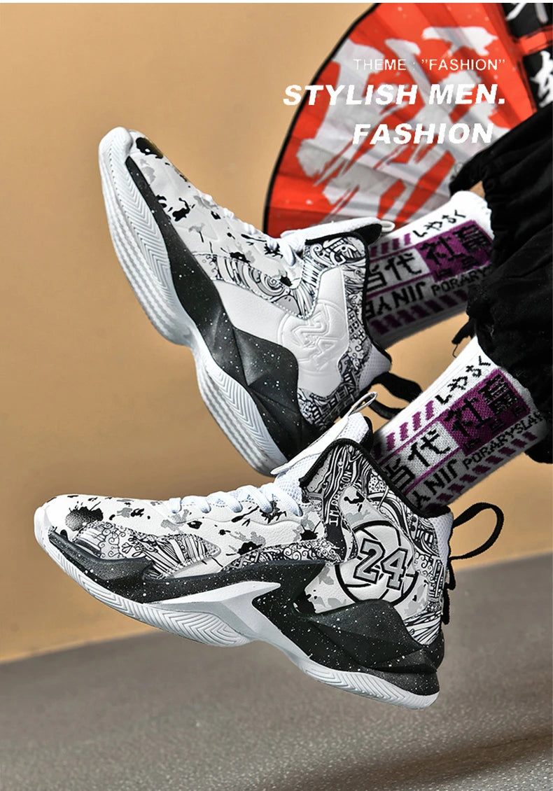 Men's Basketball Breathable Outdoor Shoes Fashion Graffiti Training Shoes