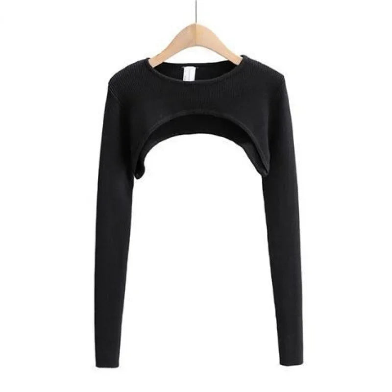 Women Long Sleeve Crop Top Y2k Aesthetic Clothes O-neck