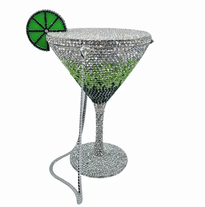 Jewels Martini purse Diamond Evening Purses Crystals Bridal Handbag Dinner Purses Rhinestone Party Clutch Bags