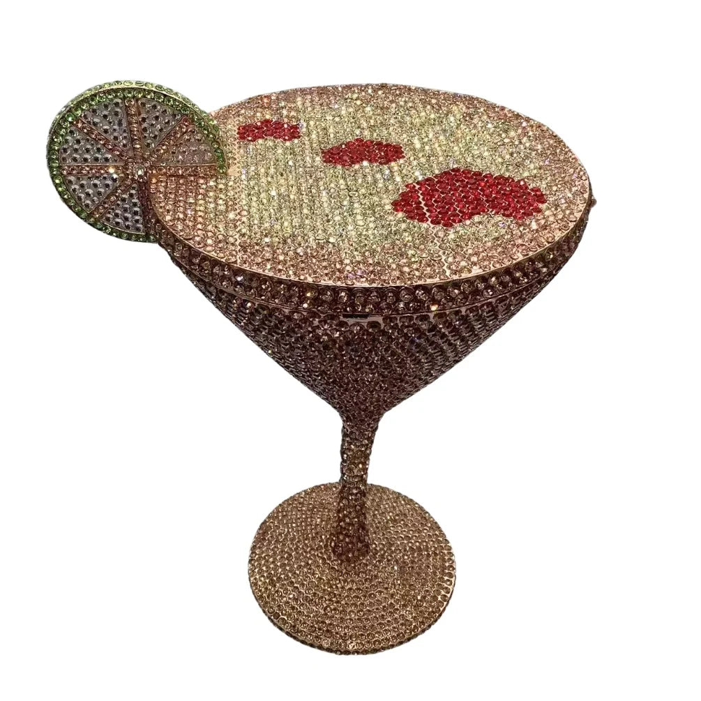 Jewels Martini purse Diamond Evening Purses Crystals Bridal Handbag Dinner Purses Rhinestone Party Clutch Bags