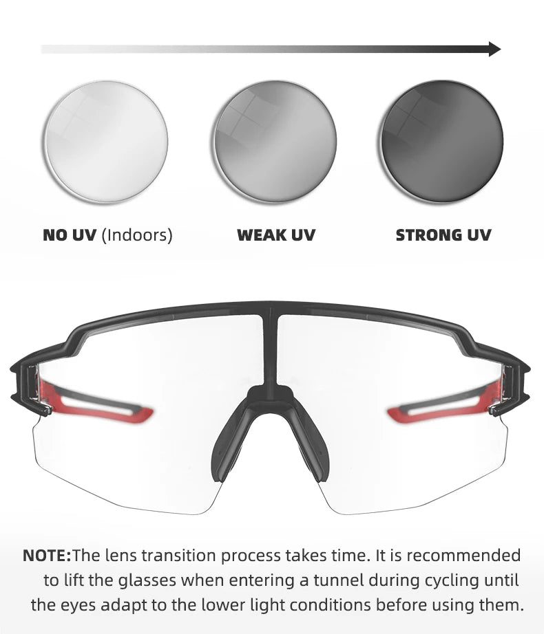 Photochromic Polarized Lens Bike Glasses UV400 Protection Eyewear Sunglasses MTB Road Bicycle Goggles