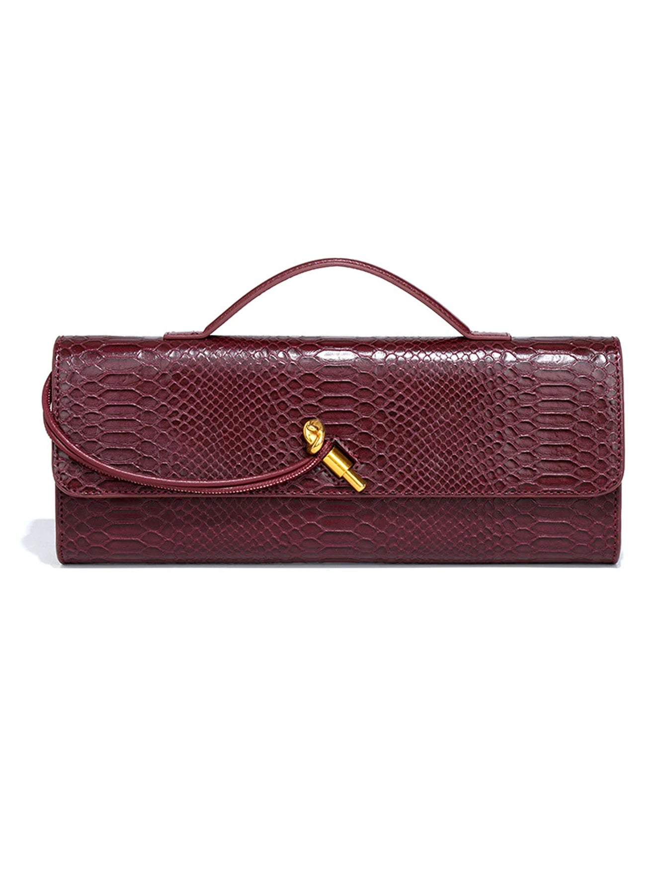 Burgundy bag cherry red envelope wine red envelope upscale new handbag crocodile flip hand