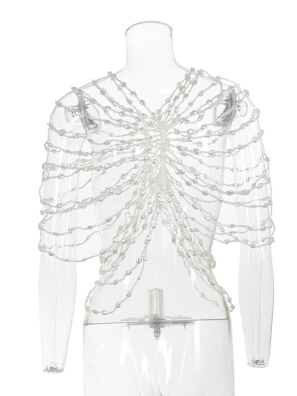 Shawl Top Pearl Necklace Body Chain for Women Female Beads Tops Elegant Shawl