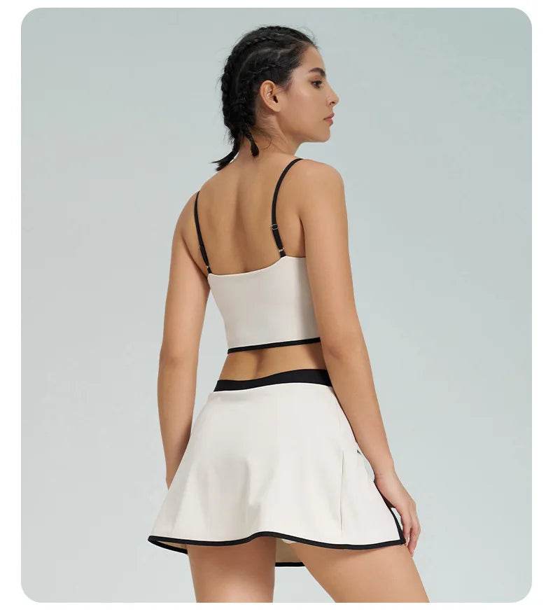 1/2PCS Yoga Set for Women Tennis Outfits Sports Bra Badminton Skirts Workout Sportswear Running Gym Wear Athletic Suits - Fashionqueene.com