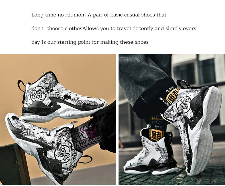 Men's Basketball Breathable Outdoor Shoes Fashion Graffiti Training Shoes