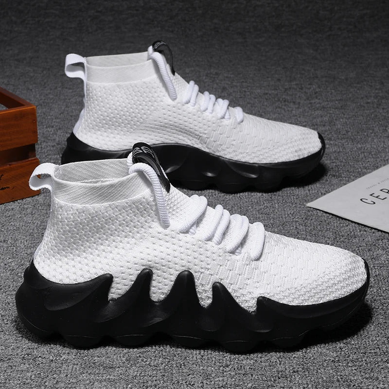 Mens High Top Fashion Sneakers Breathable Shoes Comfortable Sneakers Heighten Sports Shoes Men Lightweight