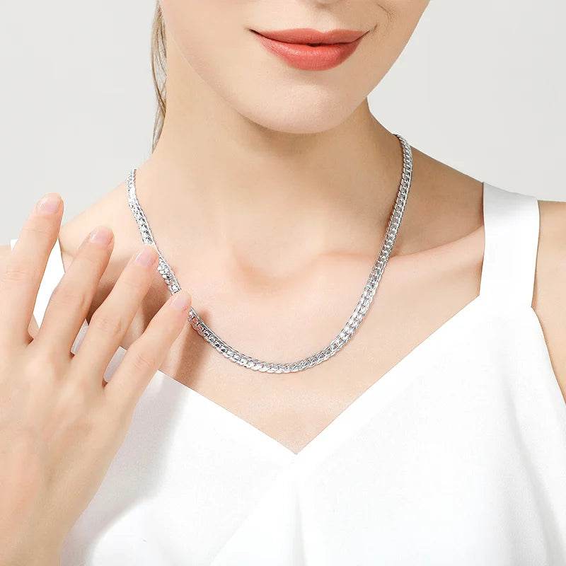 18K Gold/Silver Color 6mm Necklace 8/18/20/24 Inch Chain For Woman Men - Fashionqueene.com
