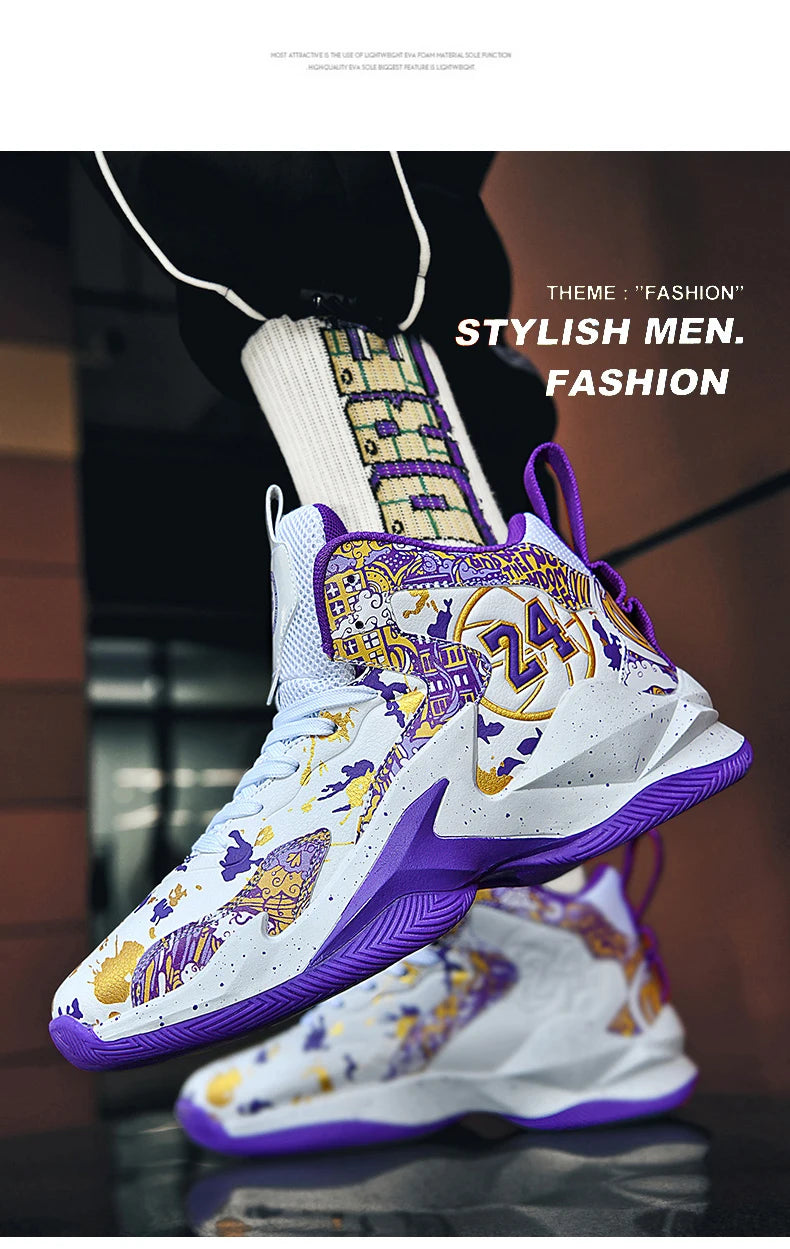 Men's Basketball Breathable Outdoor Shoes Fashion Graffiti Training Shoes