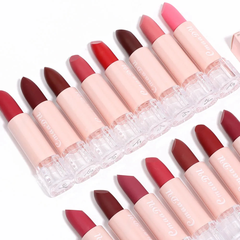 1PC Matte Nude Lipstick Waterproof Long Lasting Non-stick Red Pink Velvet Lipsticks Women Makeup Cosmetic 15 Colors 13 14