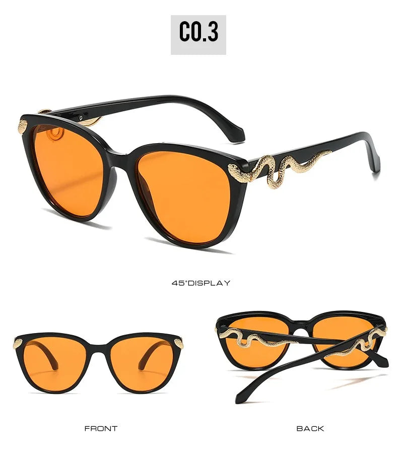 Metal Snake Trendy Street Shot Sun Glasses Brand Designer Ladies
