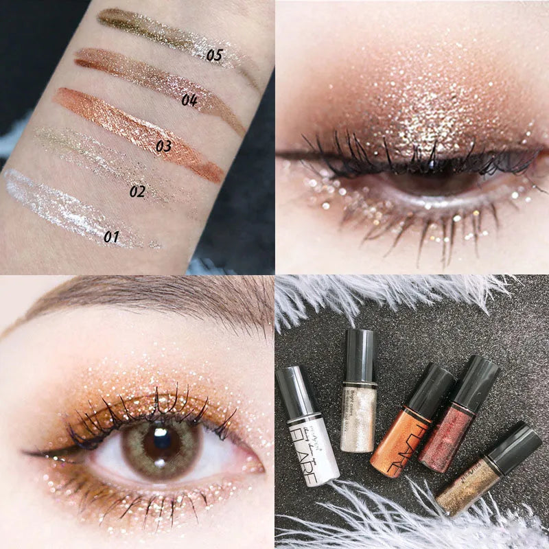1Pcs Professional Shiny Liquid Eye shadow Eyeliner Pigment Silver Rose Gold Color Glitter 05 Gray Gold 02 Gold