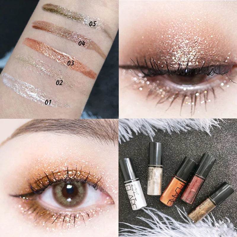 1Pcs Professional Shiny Liquid Eye shadow Eyeliner Pigment Silver Rose Gold Color Glitter - Fashionqueene.com
