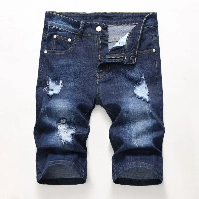 Men's Jeans Trend Denim Shorts Stretch Slim Hip Hop Classic