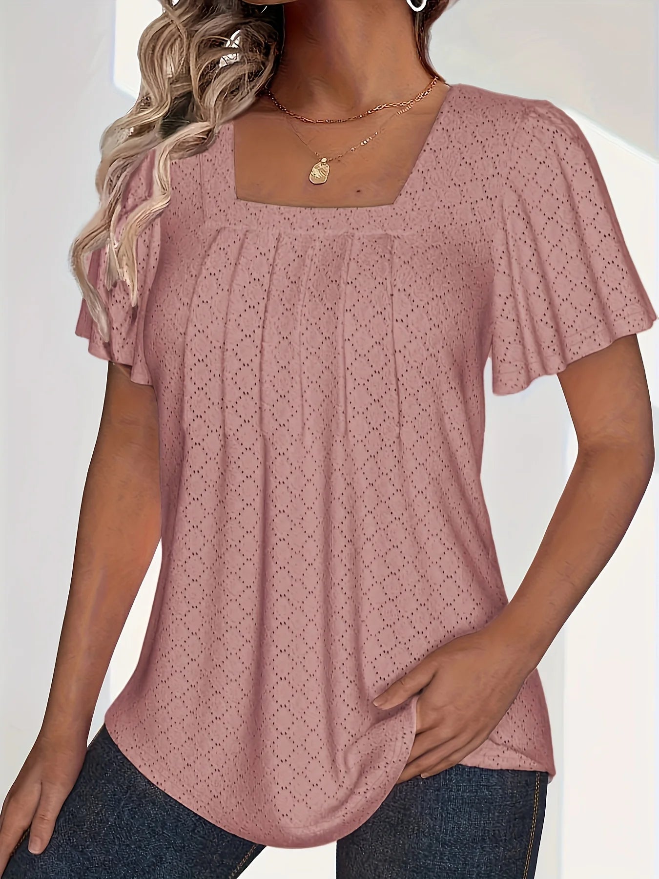 Plus size spring and summer fashionable and elegant hollow tops for women