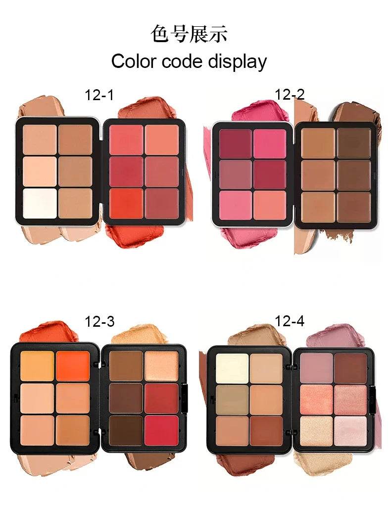 12-color Concealer Blush Cream Matte Highlight Contour Makeup All-in-one Palette Contouring - Fashionqueene.com