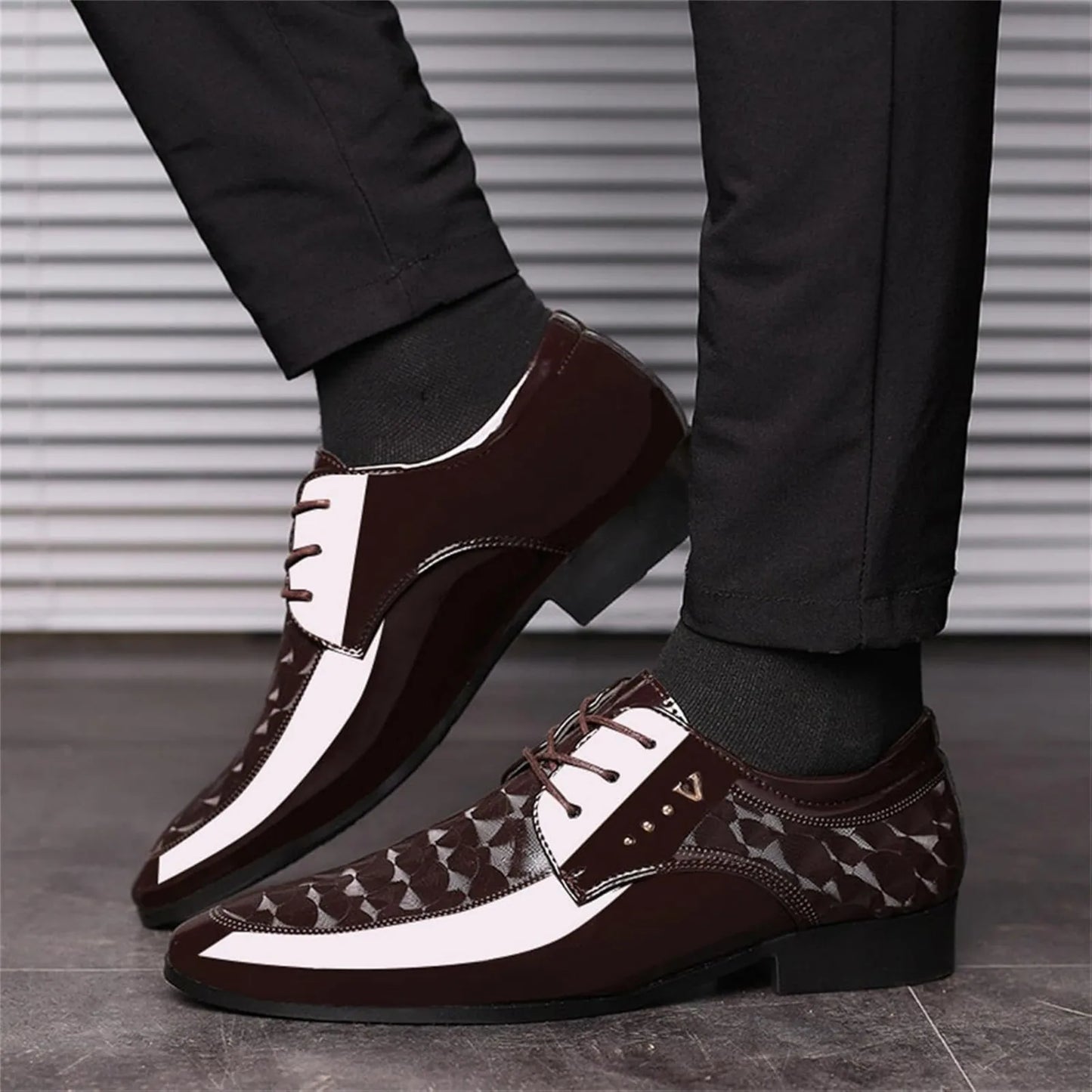 Men's Oxford Shoes Moire Pattern Formal Business Dress Shoes Lace up Italy Modern