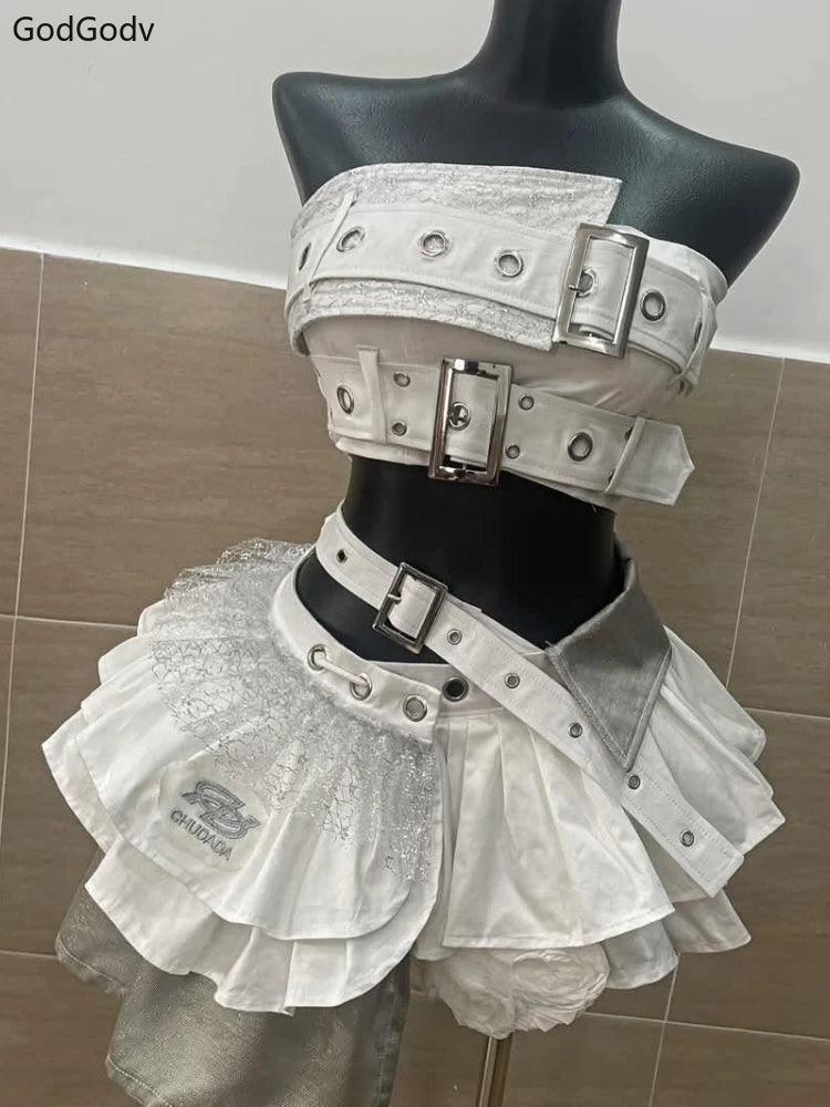 Elegant Y2K Woman 2 Piece Sets Punk Gothic Strapless Crop Tops +High Waist Ruffle Skirt White Sets / XS Brown Sets / M White Sets / S White Sets / XS-Brown Sets / M-White Sets / S-Brown Sets / L-Brown Sets / XS-Brown Sets / S-Red Sets / S-Red Sets / M-Brown Sets / XL-Red Sets / XS-Red Sets / L-Red Sets / XL-Black Sets / XS-White Sets / XL-Black Sets / S-Black Sets / M-White Sets / M-Black Sets / L-White Sets / L-Black Sets / XL-