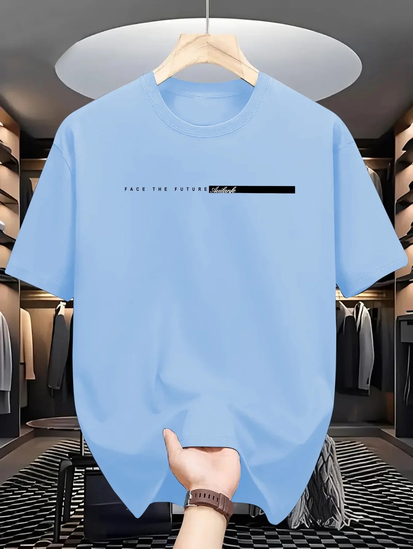 Men's Casual T-shirt, Round Neck Short Sleeves Letter Print Unisex Short Sleeves