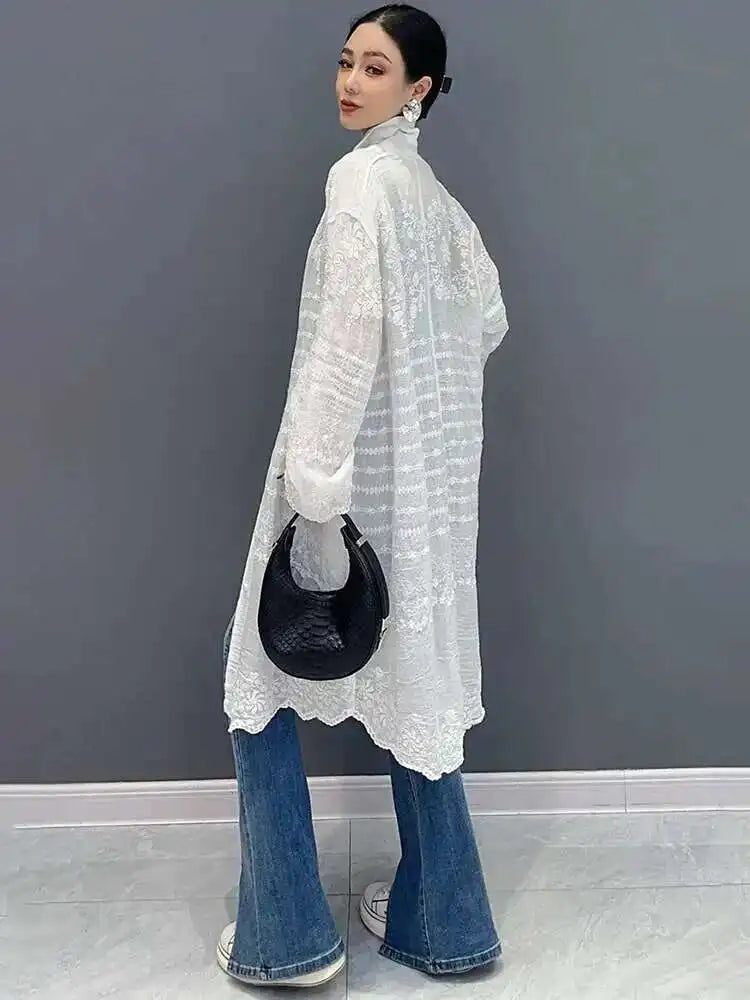 Long Sleeve Blouse Sunscreen Overcoat Trendy Casual Loose Women's Long Shirt