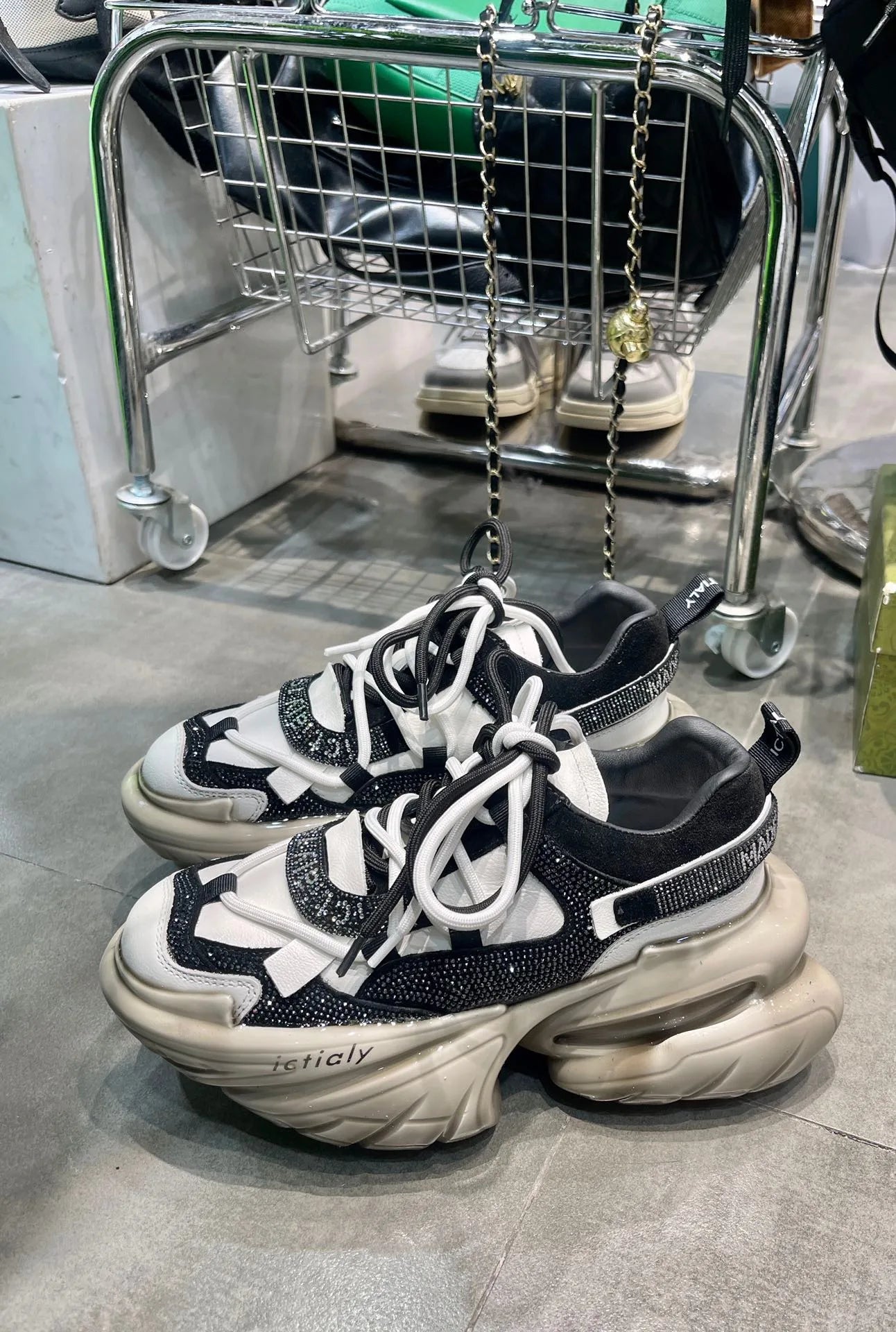 High Heels Platform Chunky Sneakers Unique Design Real Leather Trendy
