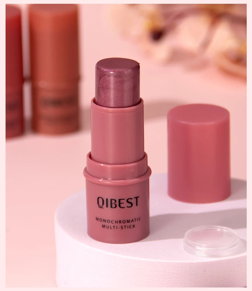 3-in-1 Cheek Blush Stick Lip Tinted Eyes Cheek Lips Brighten Cream Water-resistant Moisturizing Face Contouring Shadow Blusher