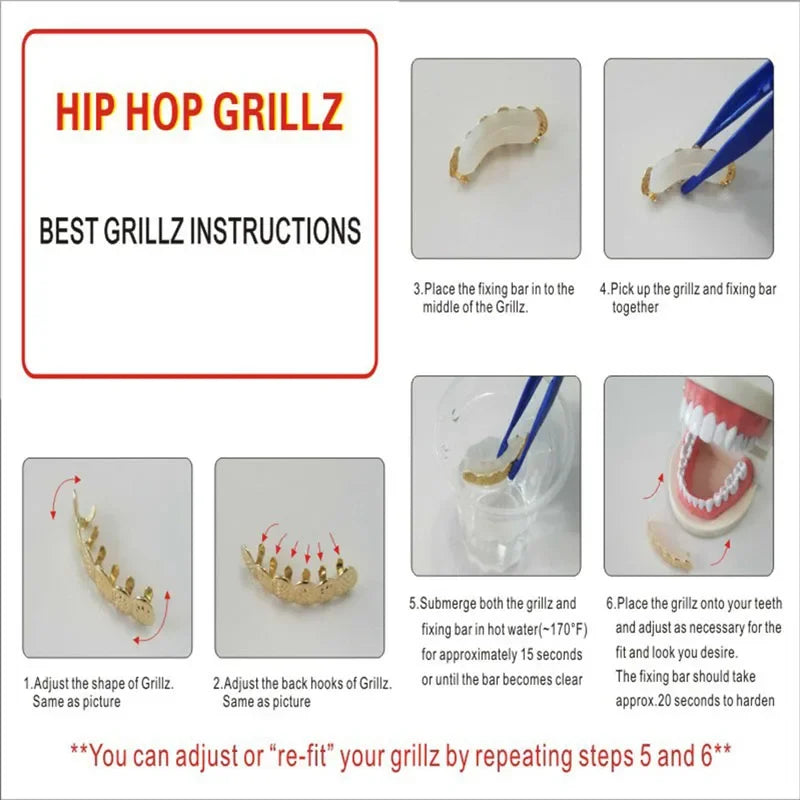 1PCS Hip Hop Single Teeth Grillz For Men Women Gold Silver Color Copper Grillz