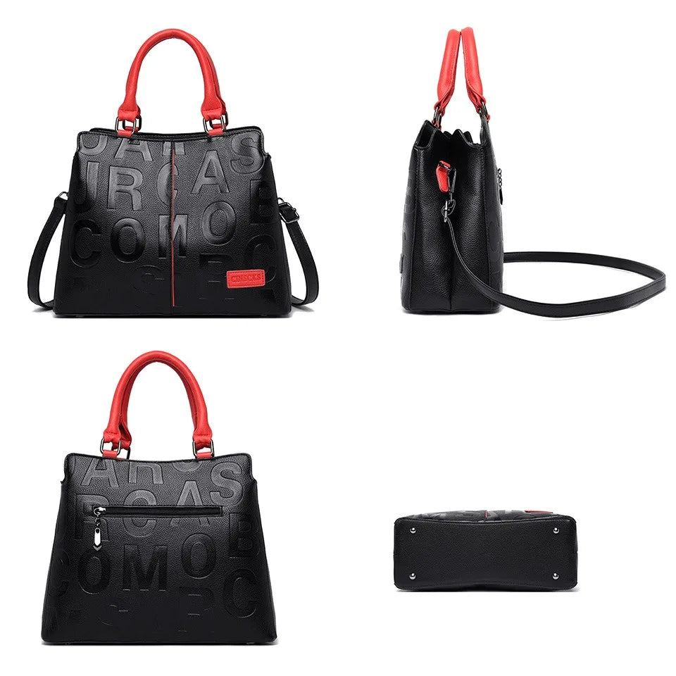 2-layer pockets Letter Printing Luxury Handbags Women Leather Bags Vintage Ladies Shoulder Crossbody Bags for Women Tote Bag