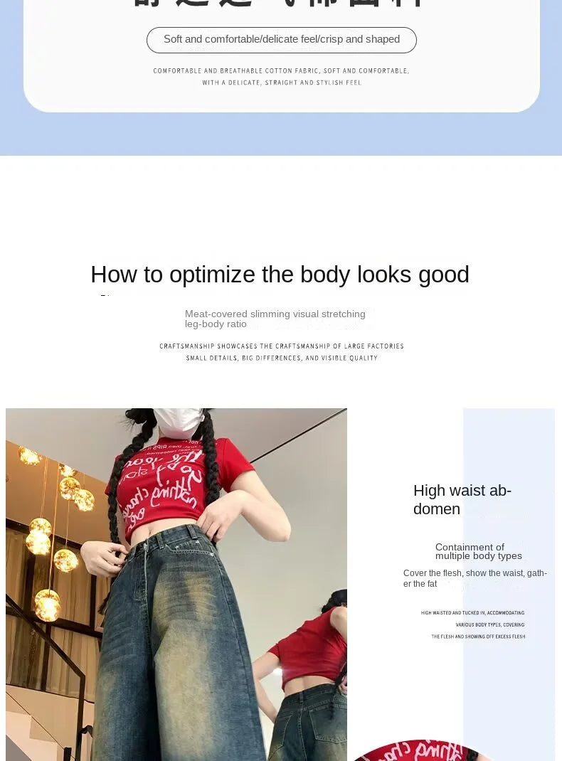 American Retro Old Seven-point Denim Shorts for Women Summer New High Waist Straight Wide-leg Casual Mid-leg Hot Pants Alo Skirt