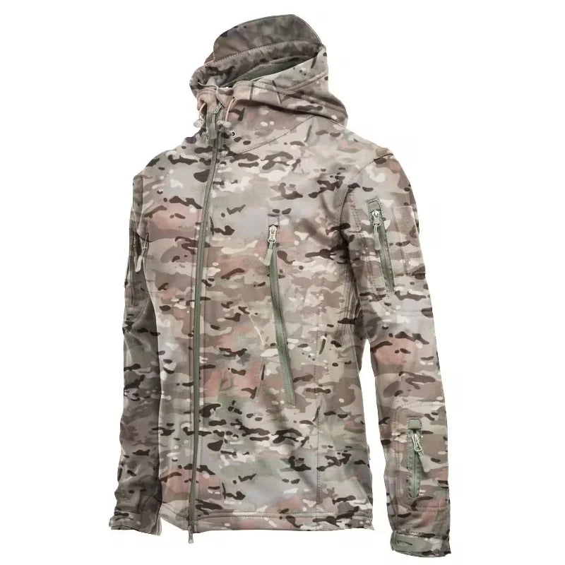 Military Shark Skin Soft Shell Jacket Mens Tactical Windproof Waterproof Army Hooded