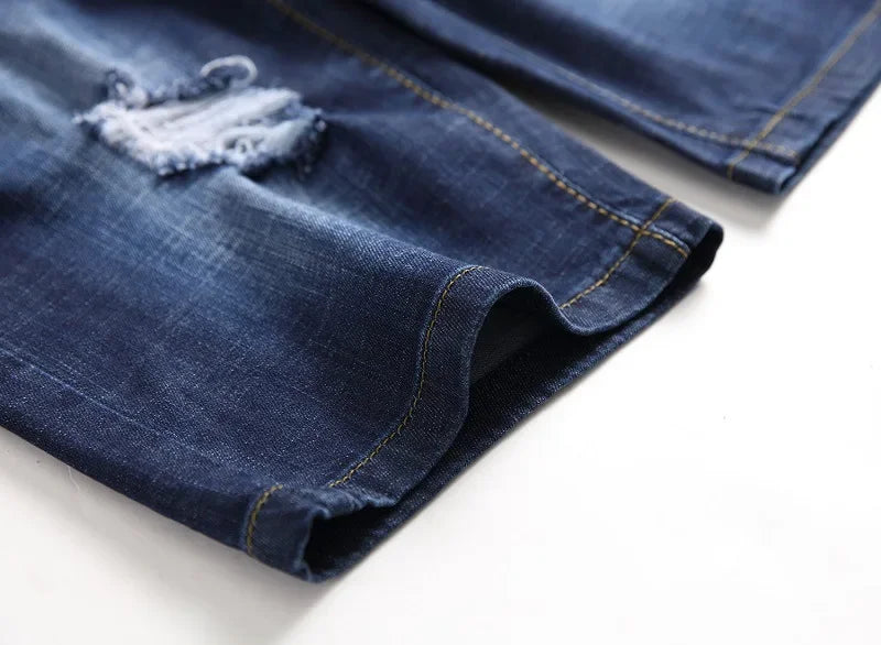 Men's Jeans Trend Denim Shorts Stretch Slim Hip Hop Classic