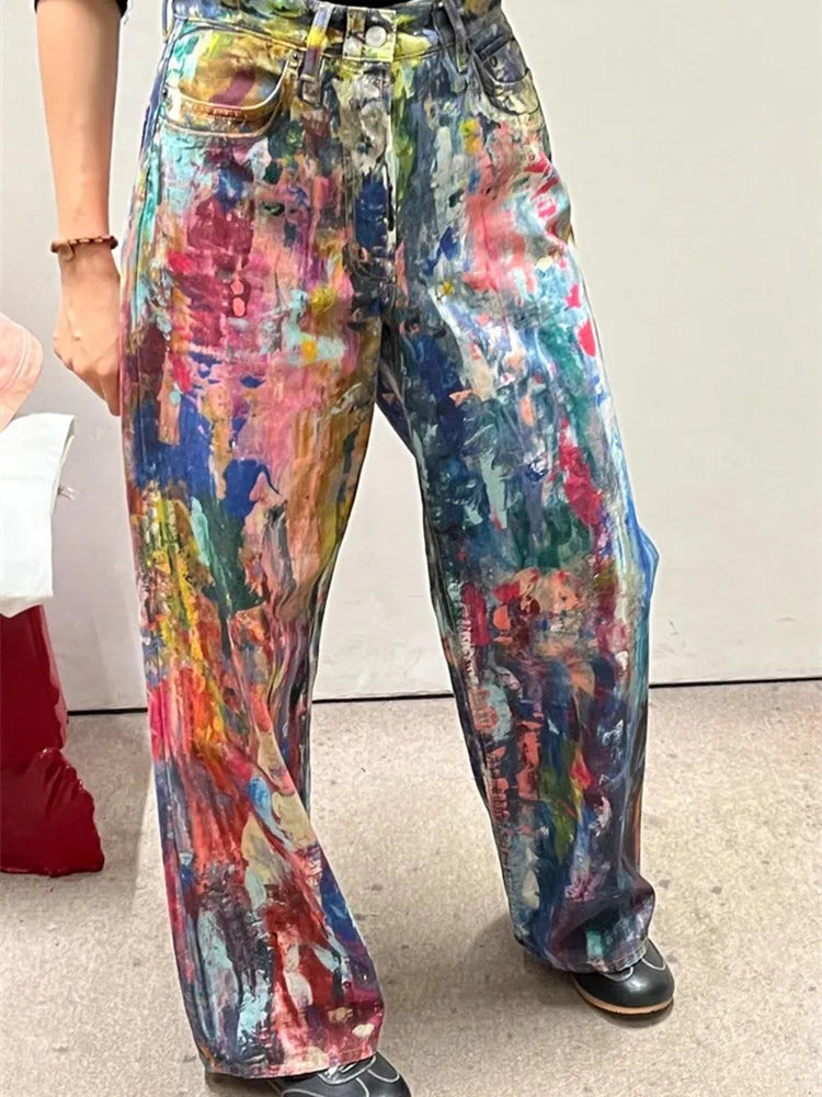 Graffiti Painting Baggy Jeans Pants For Men Designer Wide Leg Denim Trousers Multicolour / S / CHINA Multicolour / M / CHINA Multicolour / L / CHINA Multicolour / S / CHINA-Multicolour / M / CHINA-Multicolour / L / CHINA-Multicolour / XL / CHINA-Multicolour / 2XL / CHINA-Multicolour / 3XL / CHINA-