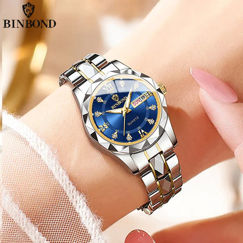 Watches Luxury Ladies Quartz Watch Waterproof Luminous Date Stainless Stain Wristwatch Silver Black Ms Gold jian Black Ms