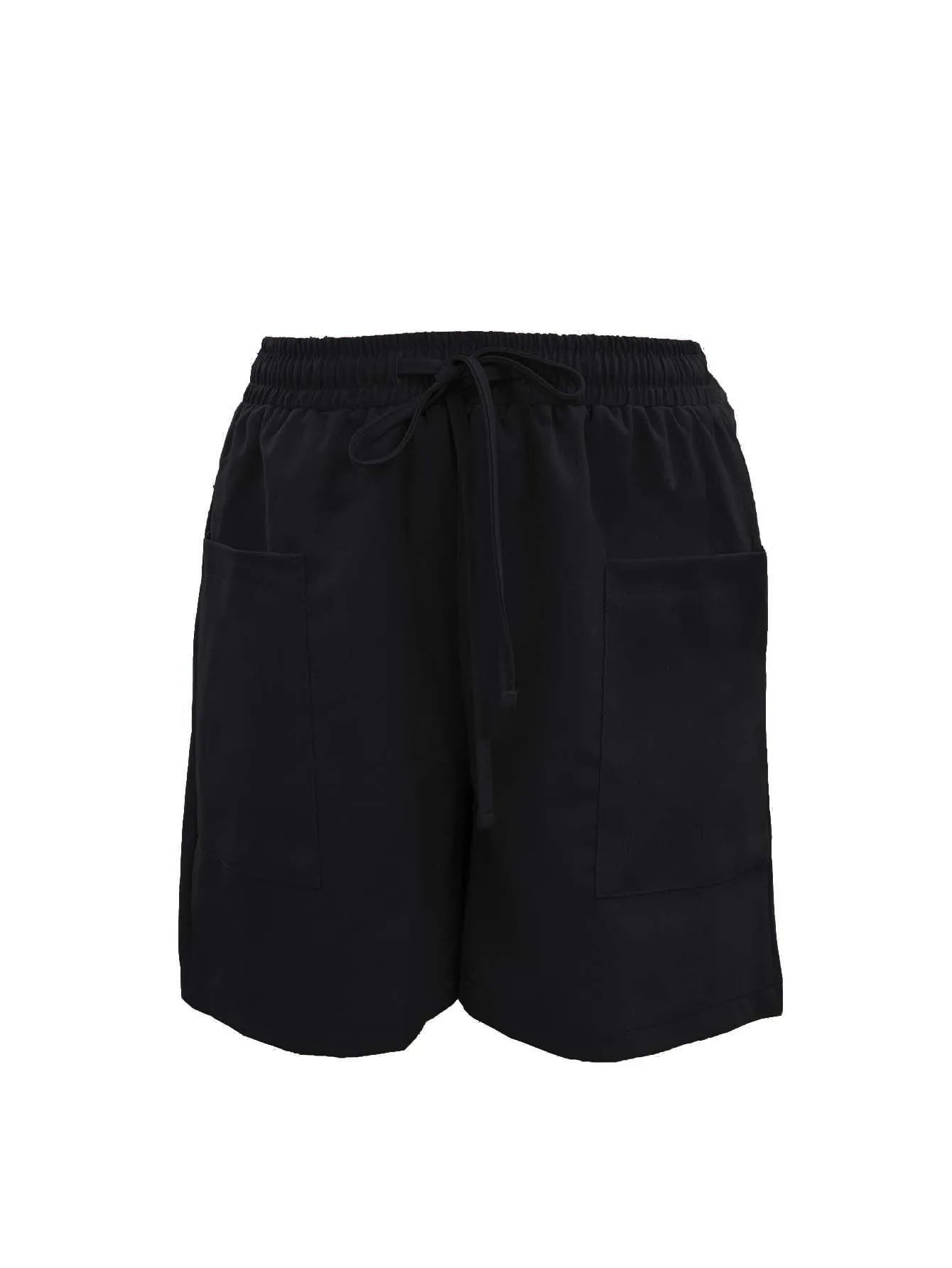 Summer New Women's Solid Color Pocket Loose High Waist Casual Fashion Quarter Shorts