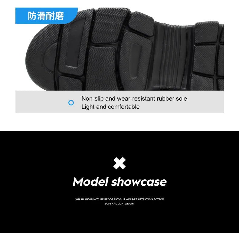 Work Shoes Hollow Breathable Steel Toe Boots Lightweight Safety Work Shoes Anti-slippery For Men Women Male Work Sneaker