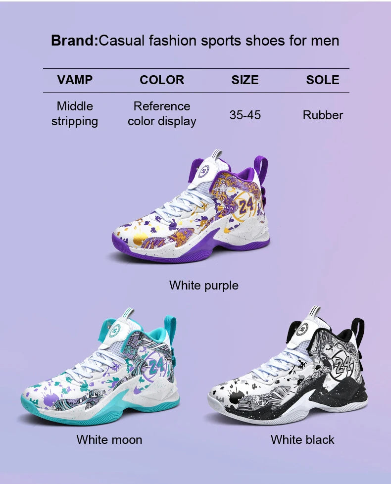 Men's Basketball Breathable Outdoor Shoes Fashion Graffiti Training Shoes