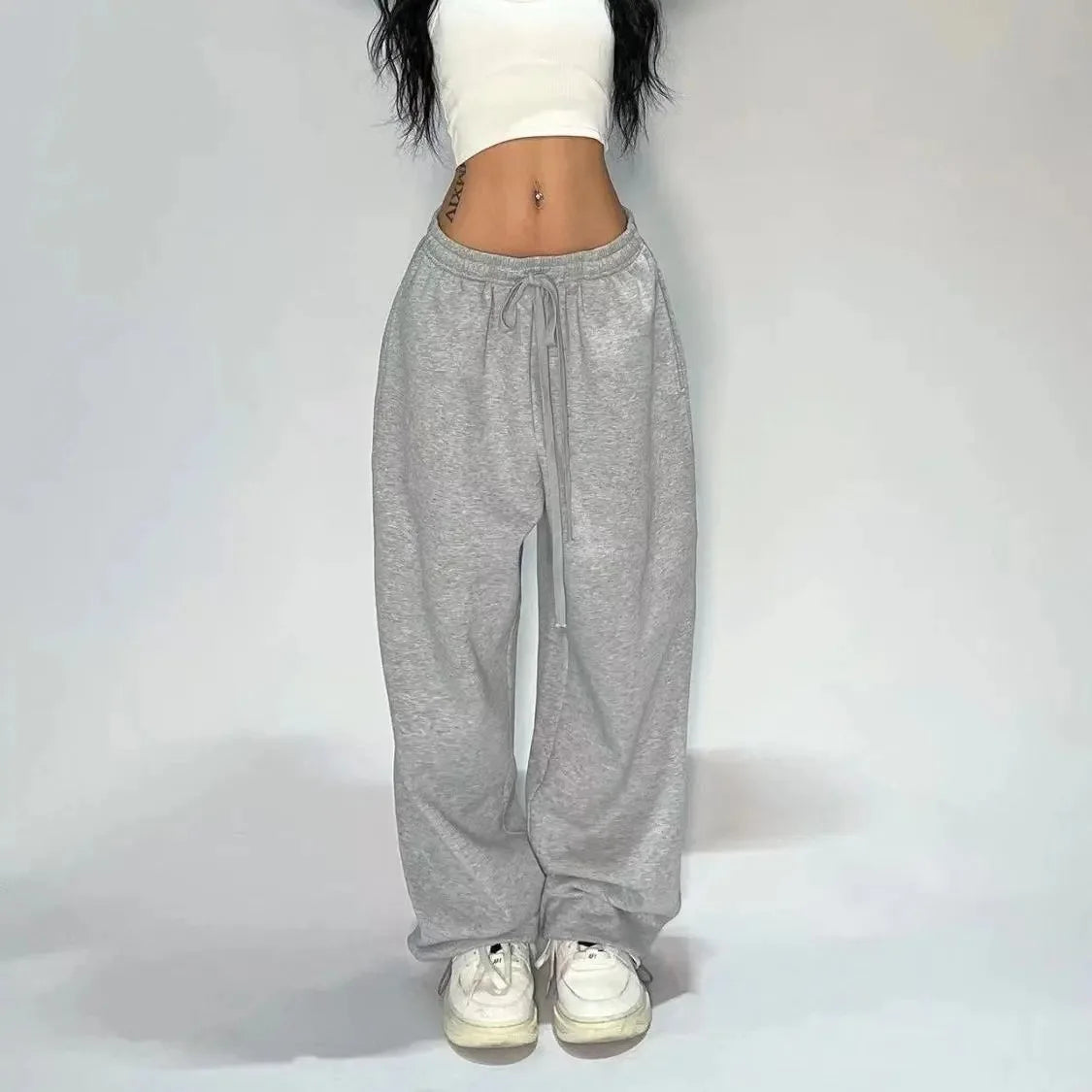 Y2K Baggy Pants Pocket Elastic Waist Oversized Wide Leg Pant Casual Streetwear