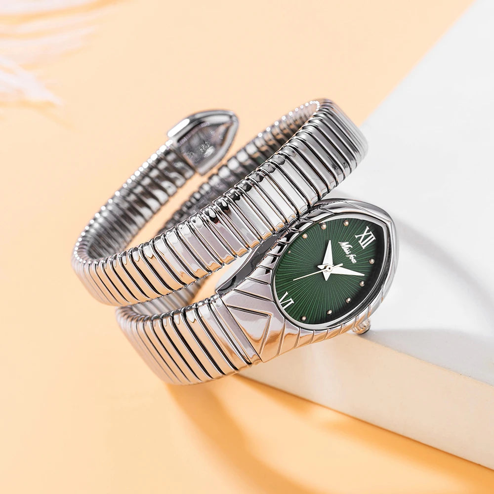 Women's Watches New Quartz Snake Shape Simple Ladies Watch Fashion Unique Strap Waterproof