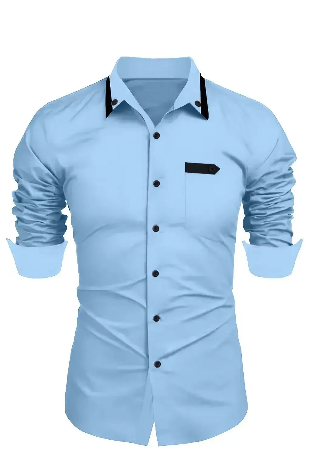 Men's Casual Solid Color Long Sleeve Shirt Soft and Comfortable