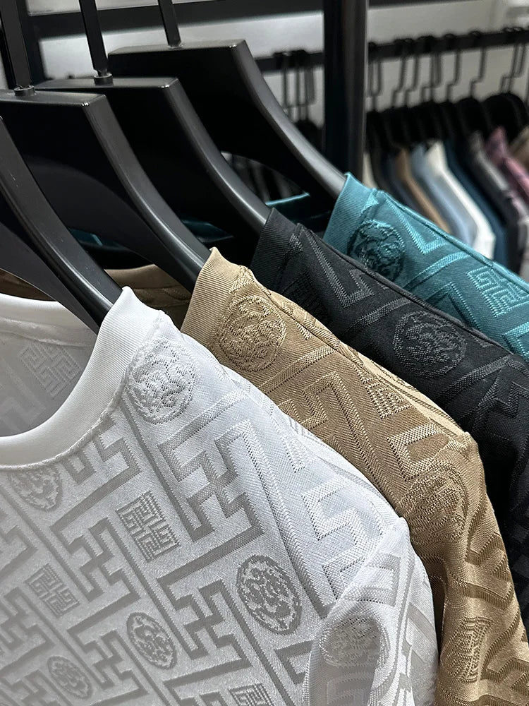 Silk Breathable Short Sleeve Men O-neck Top Cool Comfortable T-shirt