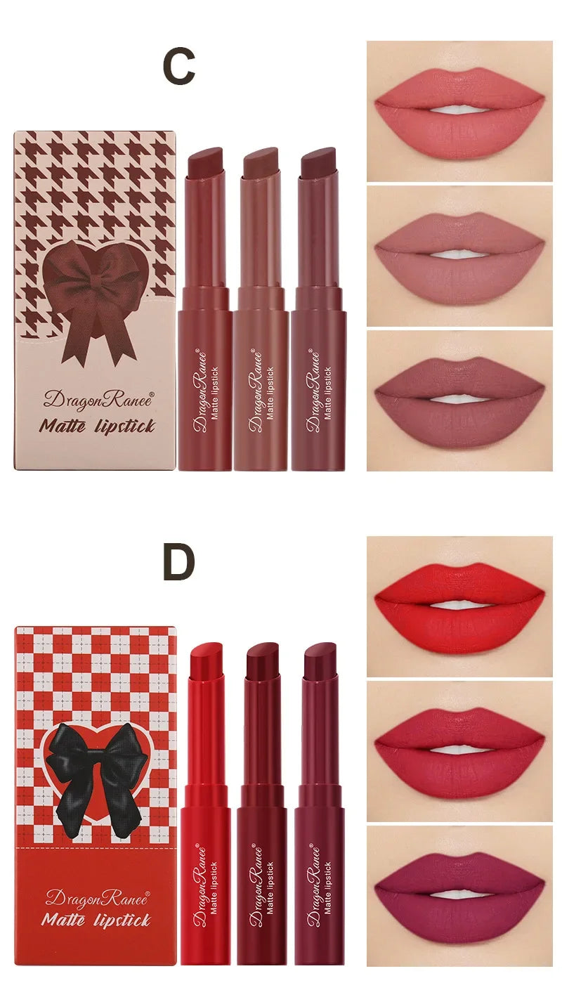 1/3pcs Nude Lipstick Crayon Long Lasting Matte Lipstick Pencil 24 Hours Waterproof Set Lip Moisturizer Colouring Lip Tint Stick