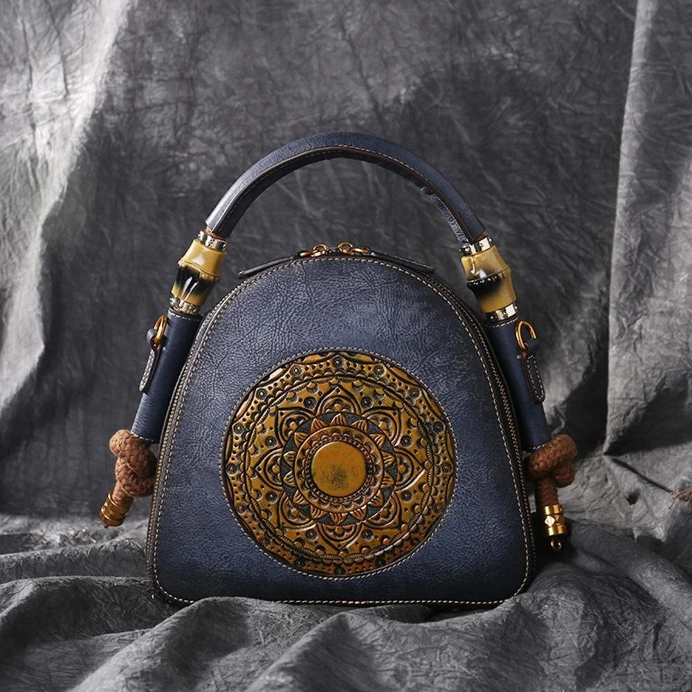 MOTAORA Luxury Handmade Embossed Women Crossbody Bag New Retro Genuine Leather Shell Bag