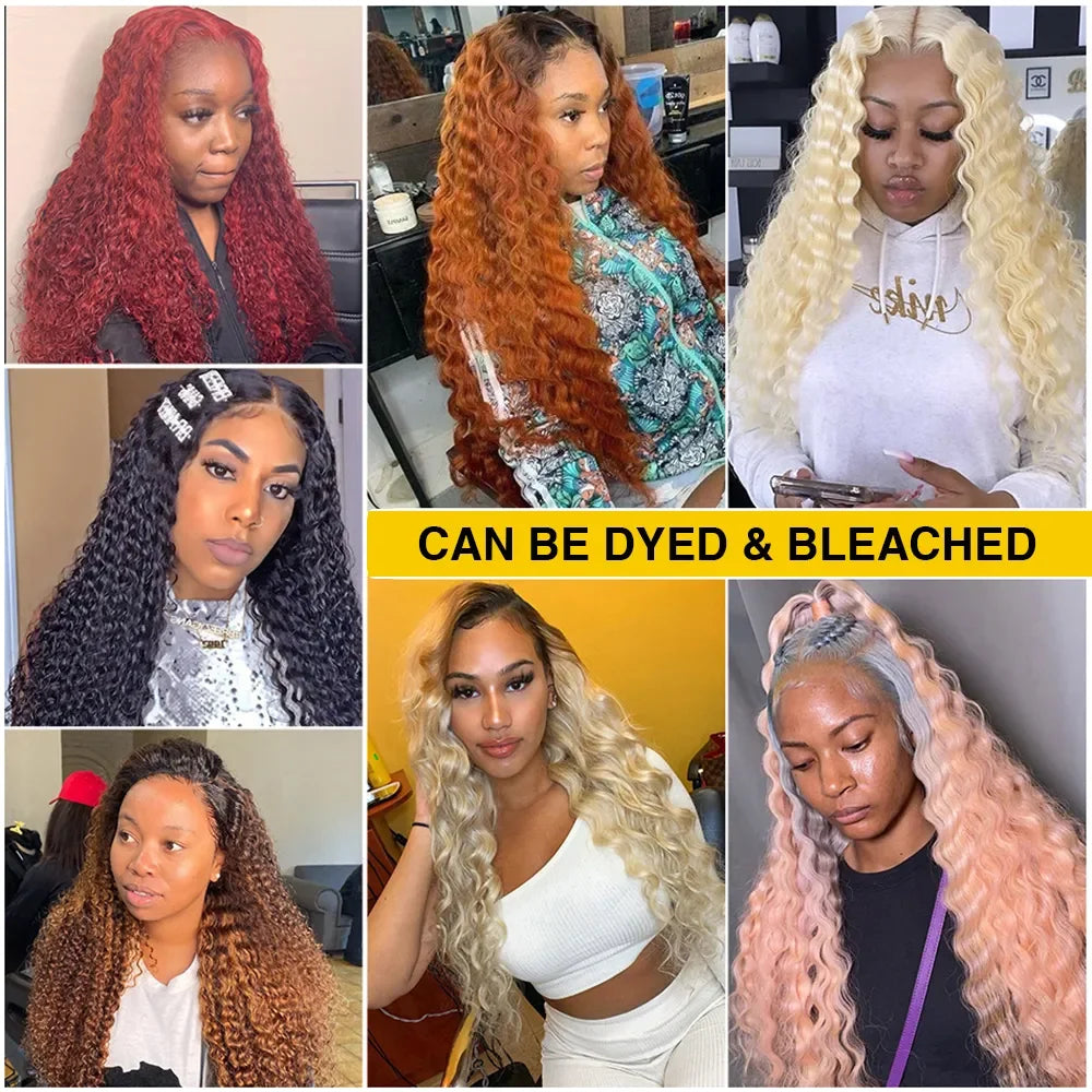 30 Inch Orange Ginger Deep Wave Human Hair Wig 13x4 13x6 HD Lace Curly Wave