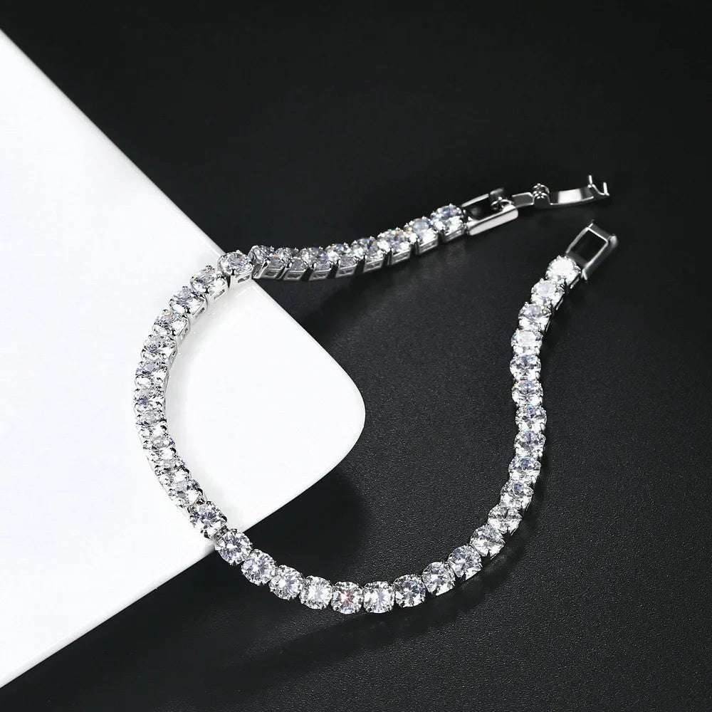 Silver Plated Jewelry 17CM 19CM 21CM Tennis Bracelet Zirconia Anniversary Gift Real Sterling Silver Bangle Bracelets women Plated Silver / 17cm / Clear Plated Silver / 19cm / Clear Plated Silver / 21cm / Clear Plated Silver / 17cm / Clear-Plated Silver / 19cm / Clear-Plated Silver / 21cm / Clear-