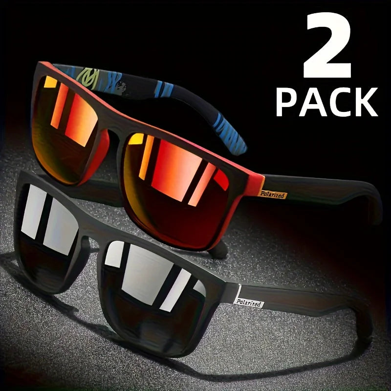 2pcs Square Polarized Sunglasses Anti Glare Sun Shades Travel Driving Fishing As picture As picture 1 As picture-As picture 1-