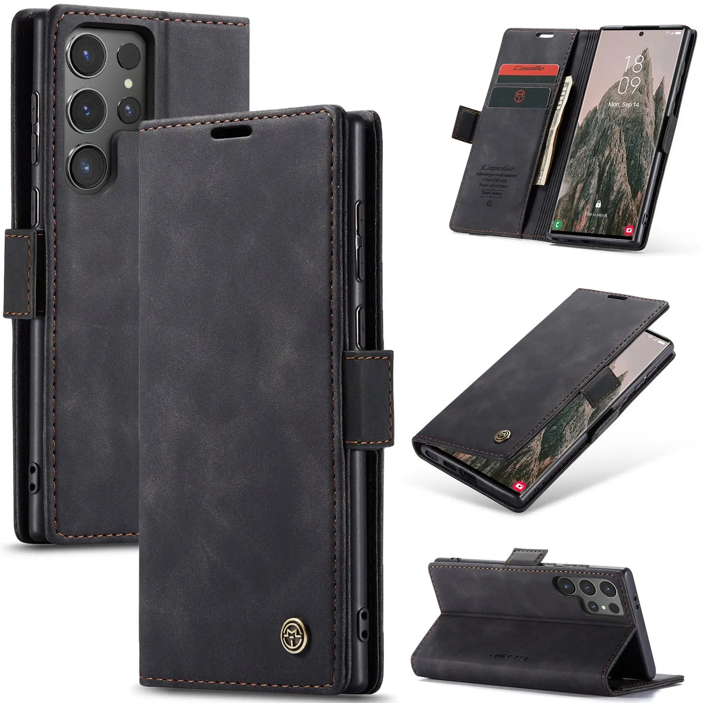Flip Wallet Case for Samsung Galaxy S24 Ultra S24 Plus S24, Leather Magnetic Folio Cover with Card Holder Shockproof For Galaxy S24 Plus / Blue / United States For Galaxy S24 Plus / Black / United States