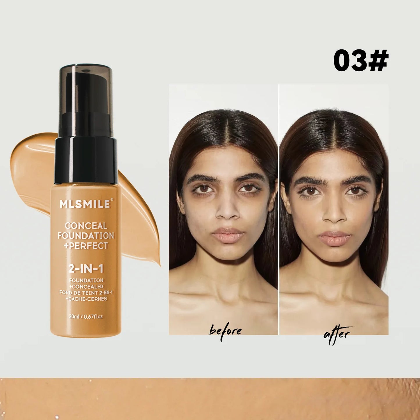 Concealer Matte Foundation BB Cream Oil Control Pre-Makeup Primer Natural Waterproof and Long-lasting 06 04